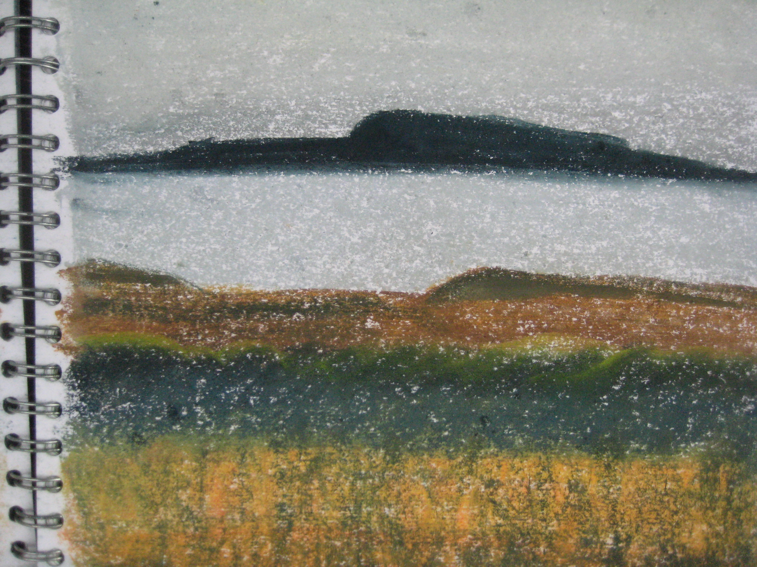 NEAR BORGARNES, ICELAND Approx 9X9" (23X23cm) Pastel on card
