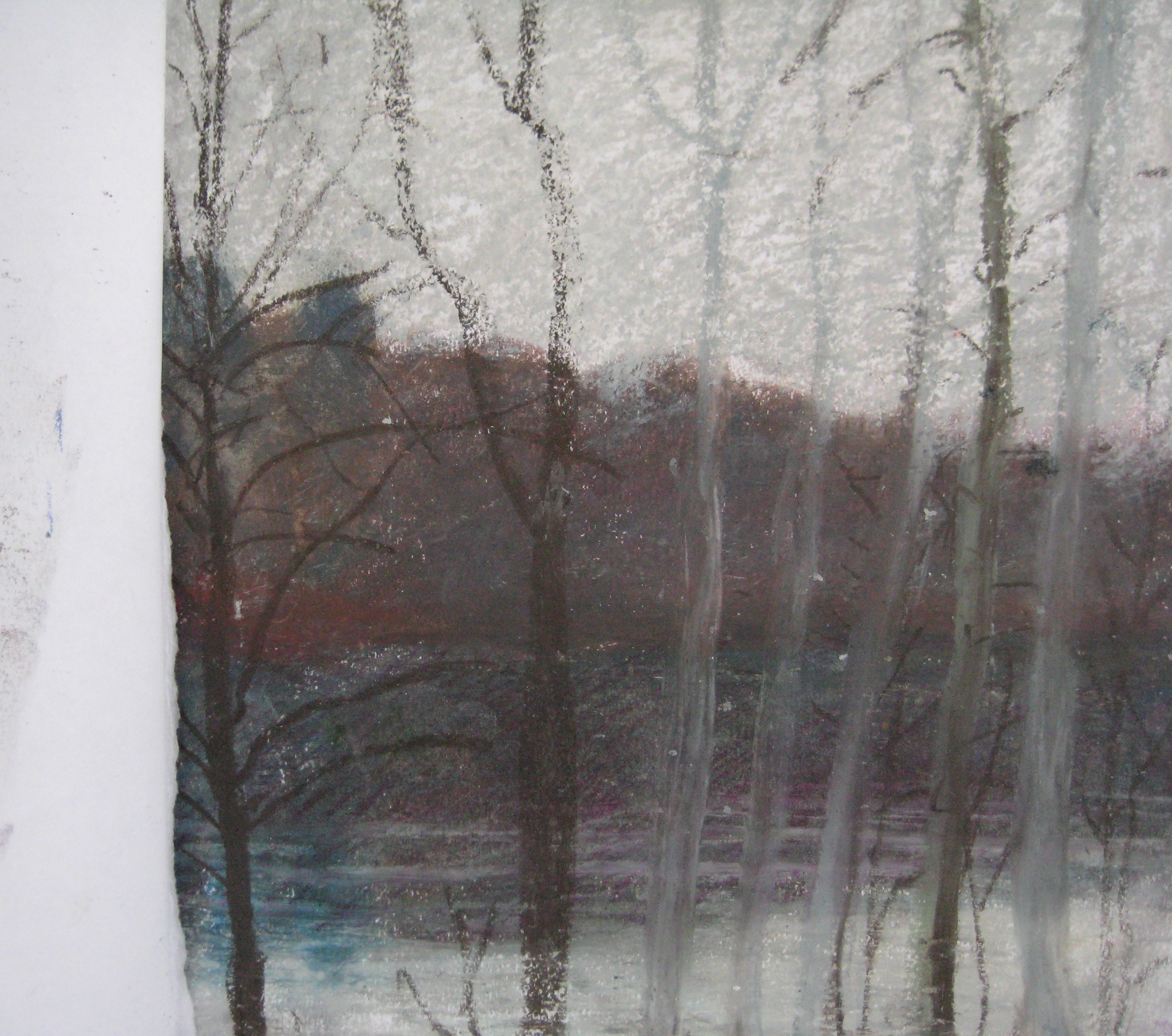 LAKE, NORMANDY Oil pastel