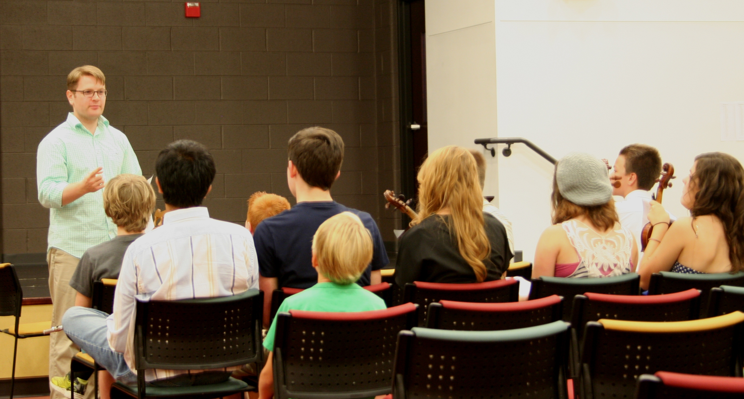 Leading a masterclass with young composers in the York Symphony's "My Opus Magnum" camp. 