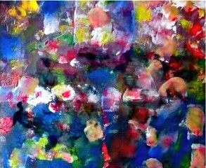 Swimming in the Lotus Pond (c) Susan Ruth, All Rights Reserved 22” x 26” Mixed Media on Canvas Private Collection