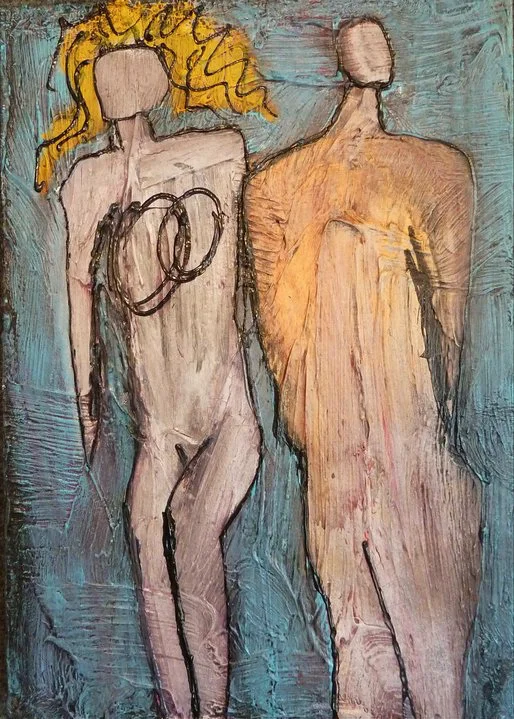 In the Beginning (c) Susan Ruth, All Rights Reserved 16” x 11” Mixed Media on Board Private Collection