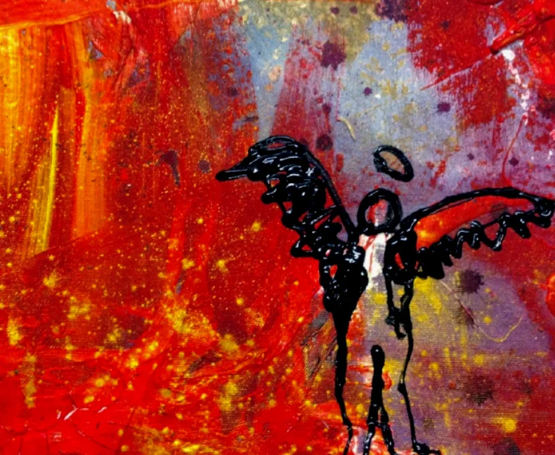 Fallen (c) Susan Ruth, All Rights Reserved 14” x 18” Mixed Media on Canvas Private Collection