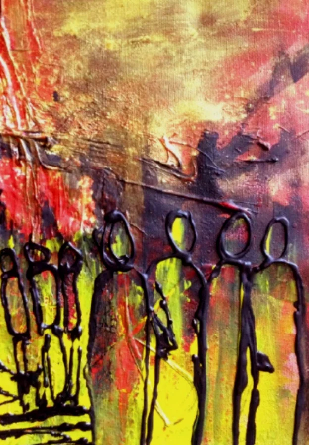 The Event (c) Susan Ruth, All Rights Reserved 22” x 17” Mixed Media on Canvas Private Collection