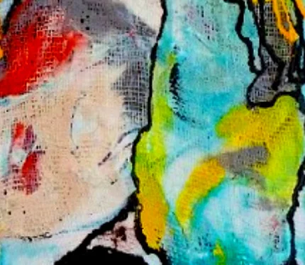 Utsukushii’s First Kiss (c) Susan Ruth, All Rights Reserved 40” x 40” Mixed Media on Canvas Private Collection