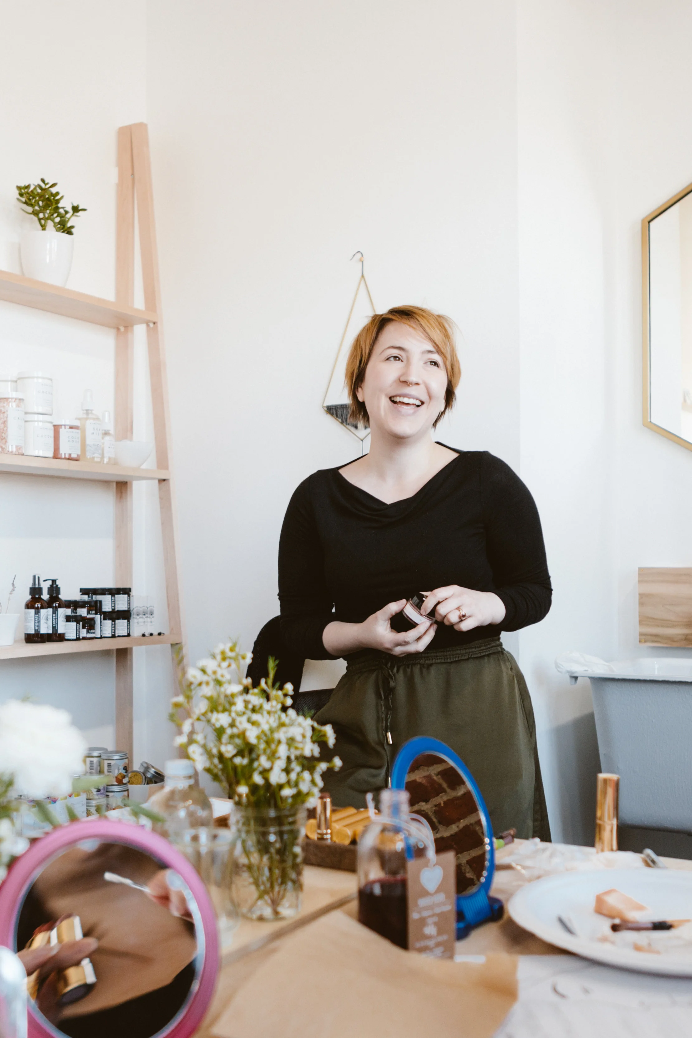 Becky- our host and owner of Be Clean. She is a skincare expert. Look at that flawless skin!