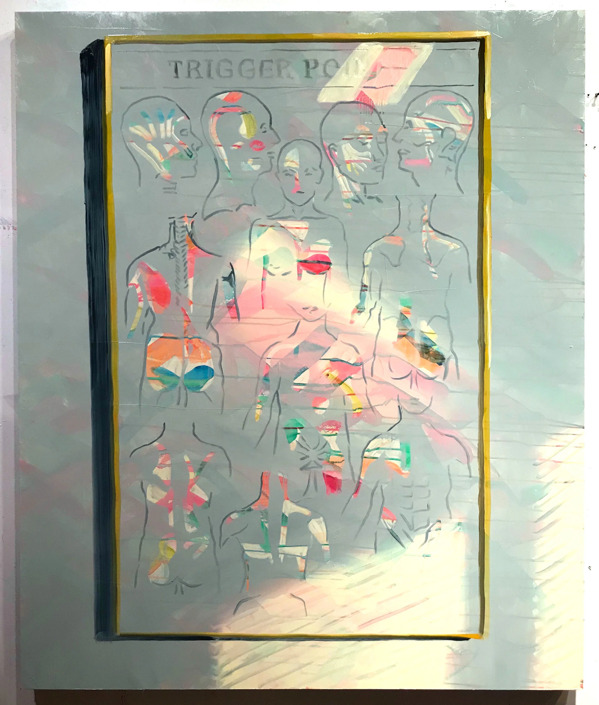 Trigger points 1, 48"x40", oil on panel, 2017