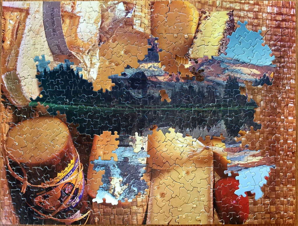 Cheesescape B-Side, puzzle collage, vintage jigsaw puzzles