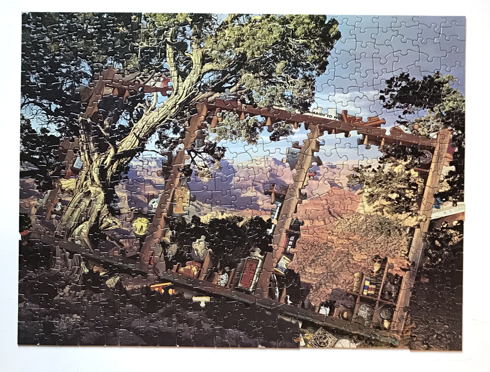 Knotty Tree, jigsaw puzzle collage, vintage jigsaw puzzles