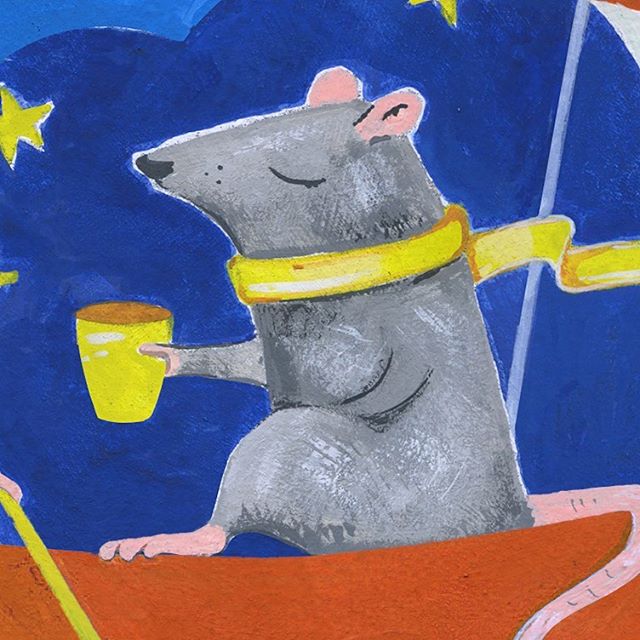 Rattus rattus is the scientific name for the black rat, also known as the roof rat or the ship rat. This silver daddy is having a cup of tea on his boat.