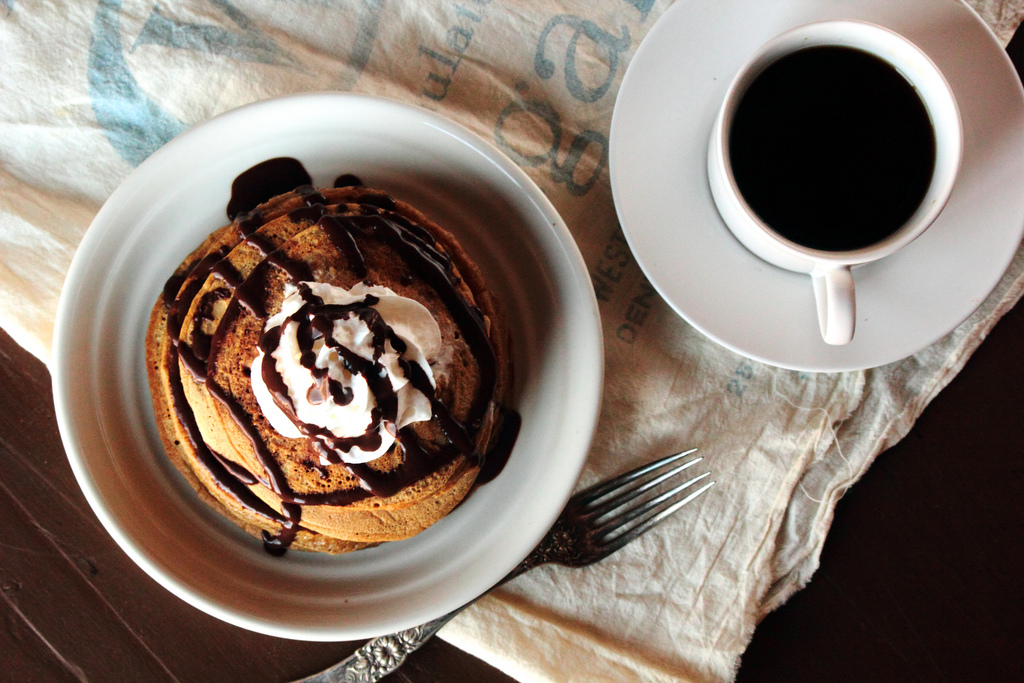 Cappuccino Pancakes with Mocha Syrup