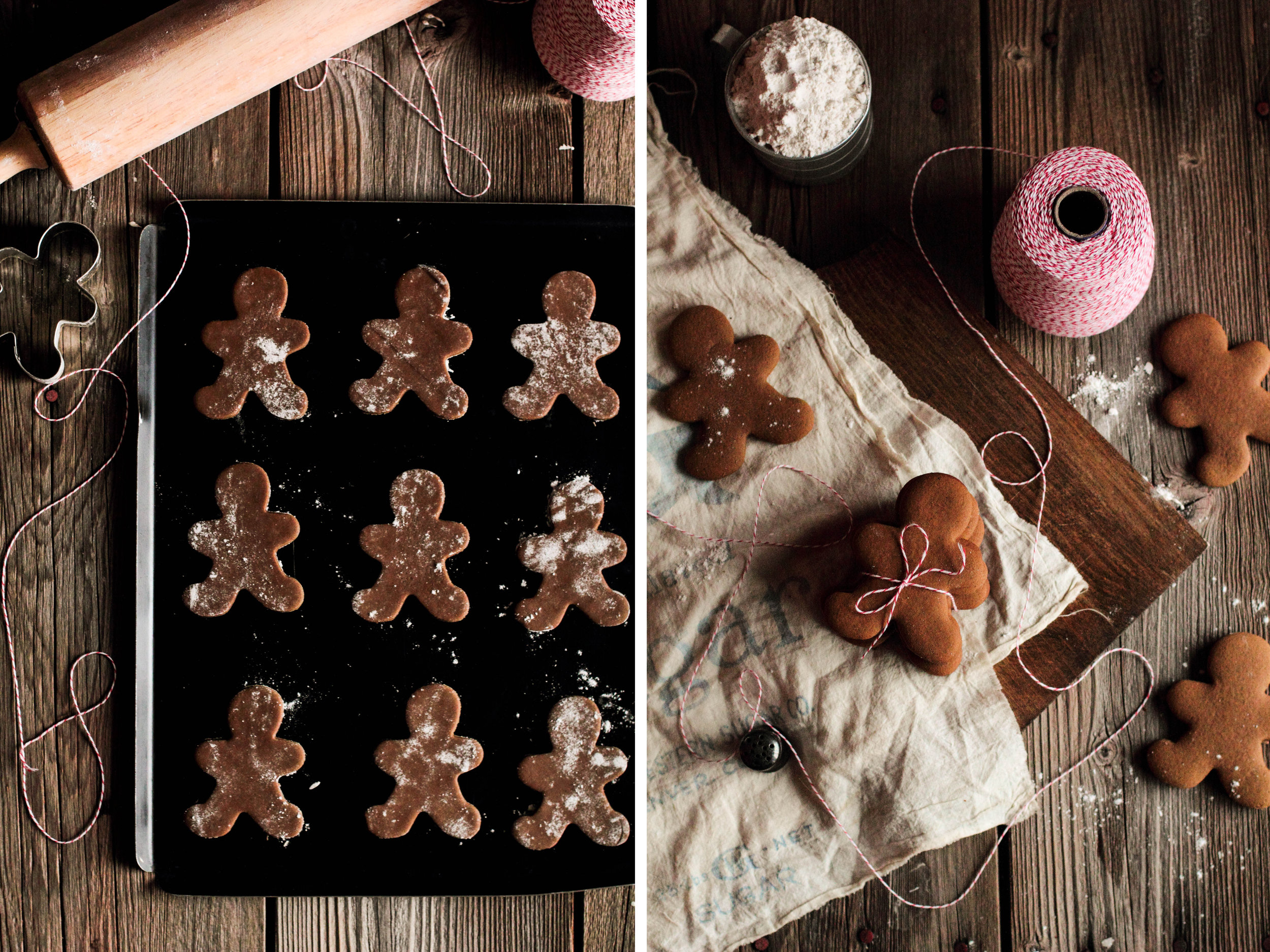 Christmas Gingerbread Parchment Paper Festive Wooden Table Stock