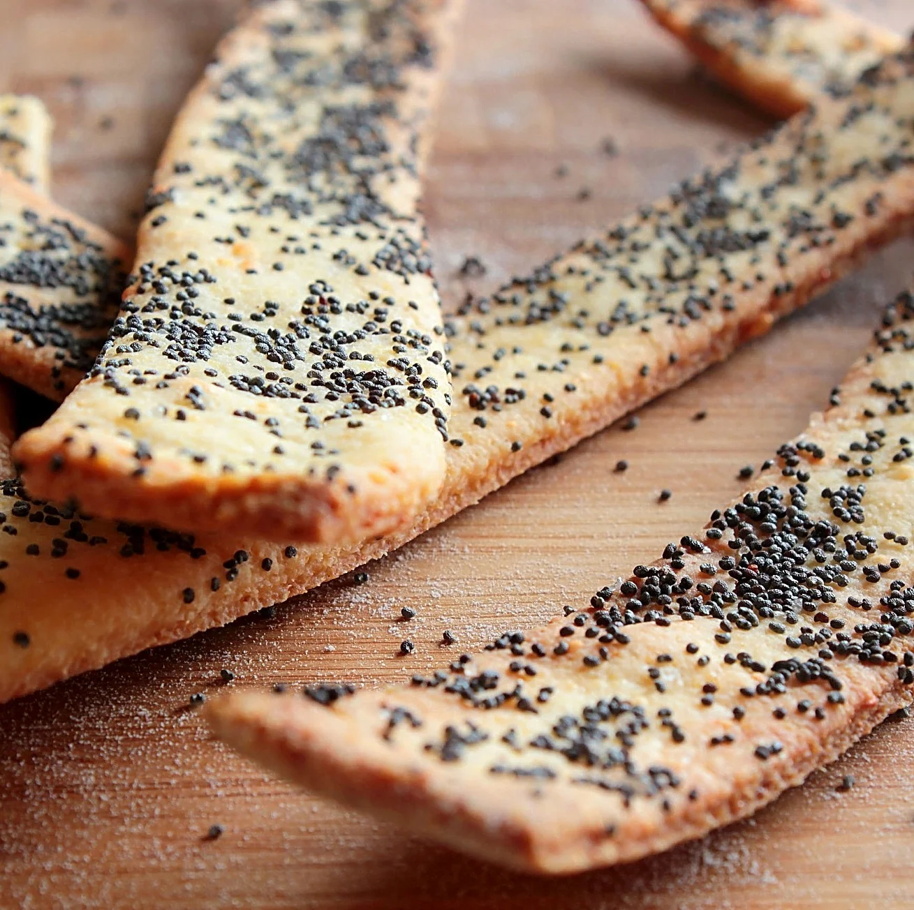 Cornmeal Parmesan and Poppy Seed Crackers