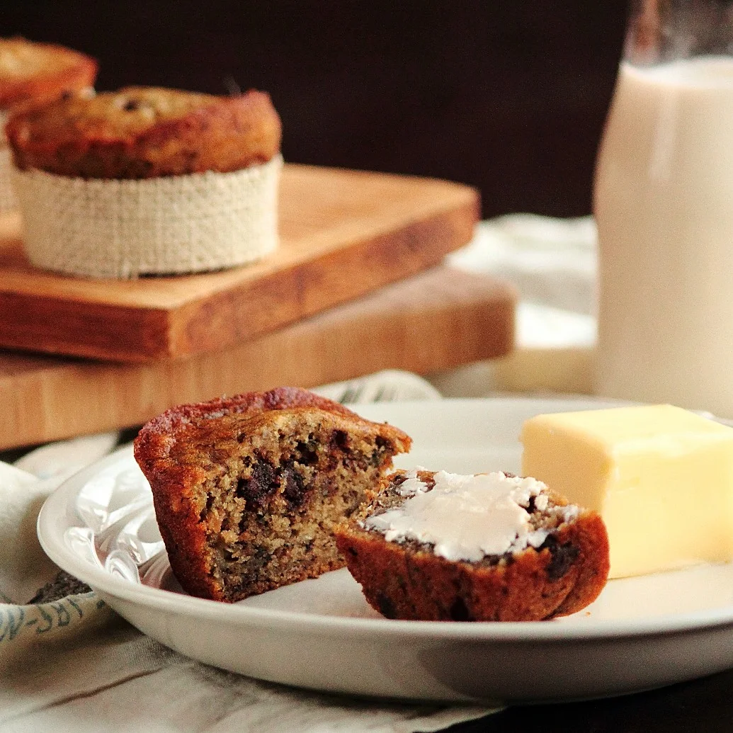 Banana Espresso Chocolate Chip Muffins