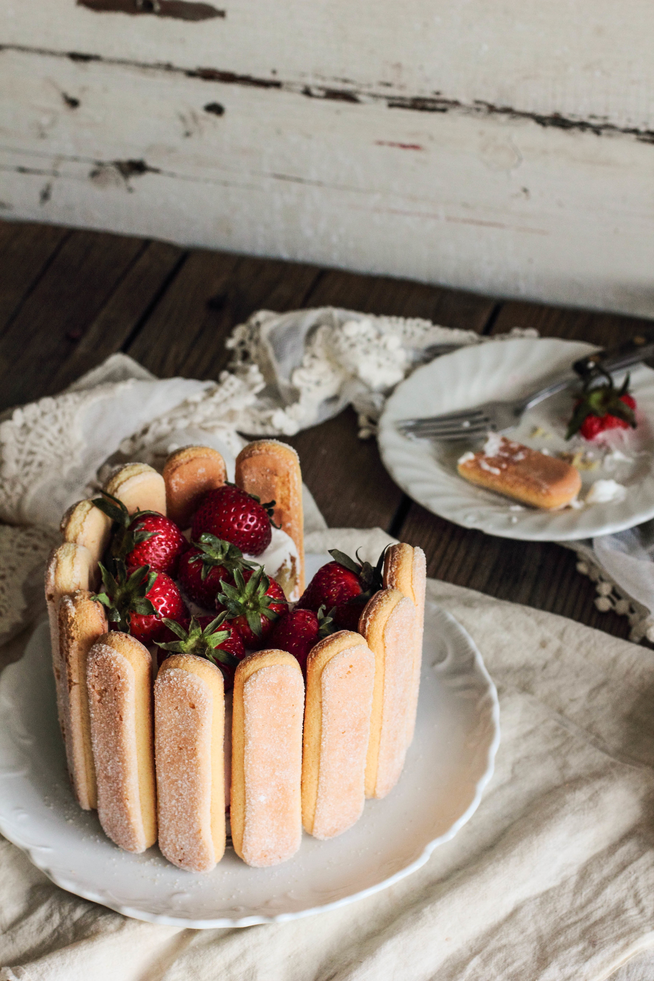 Easy Strawberry Charlotte Cake with Fresh Strawberries - Pastry Wishes