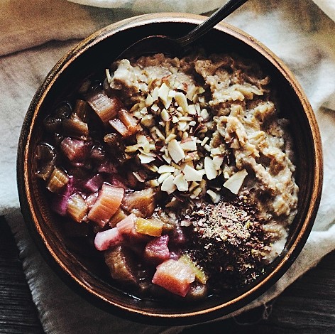 Nutty Rhubarb Oatmeal