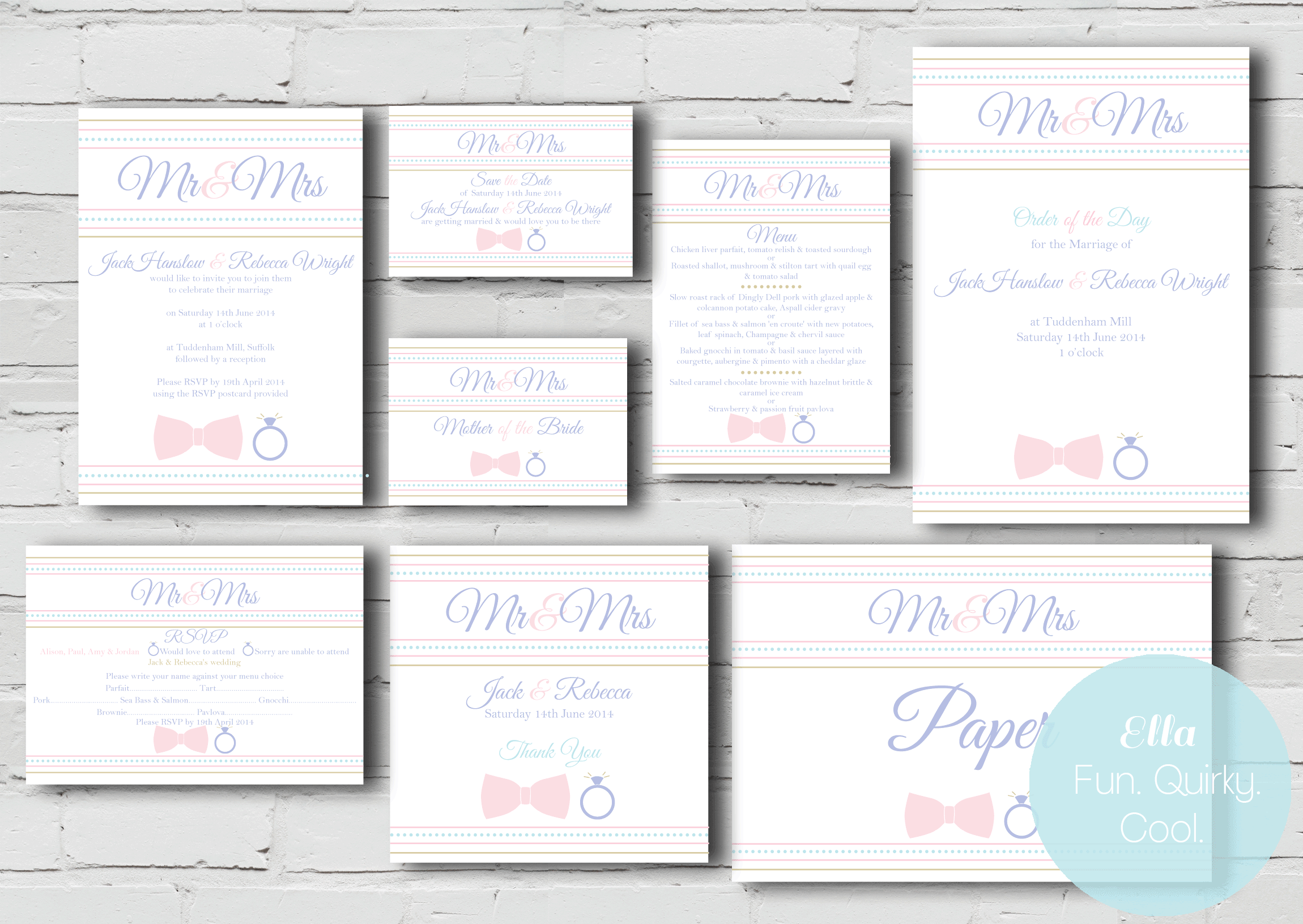lemon pie wedding stationery
