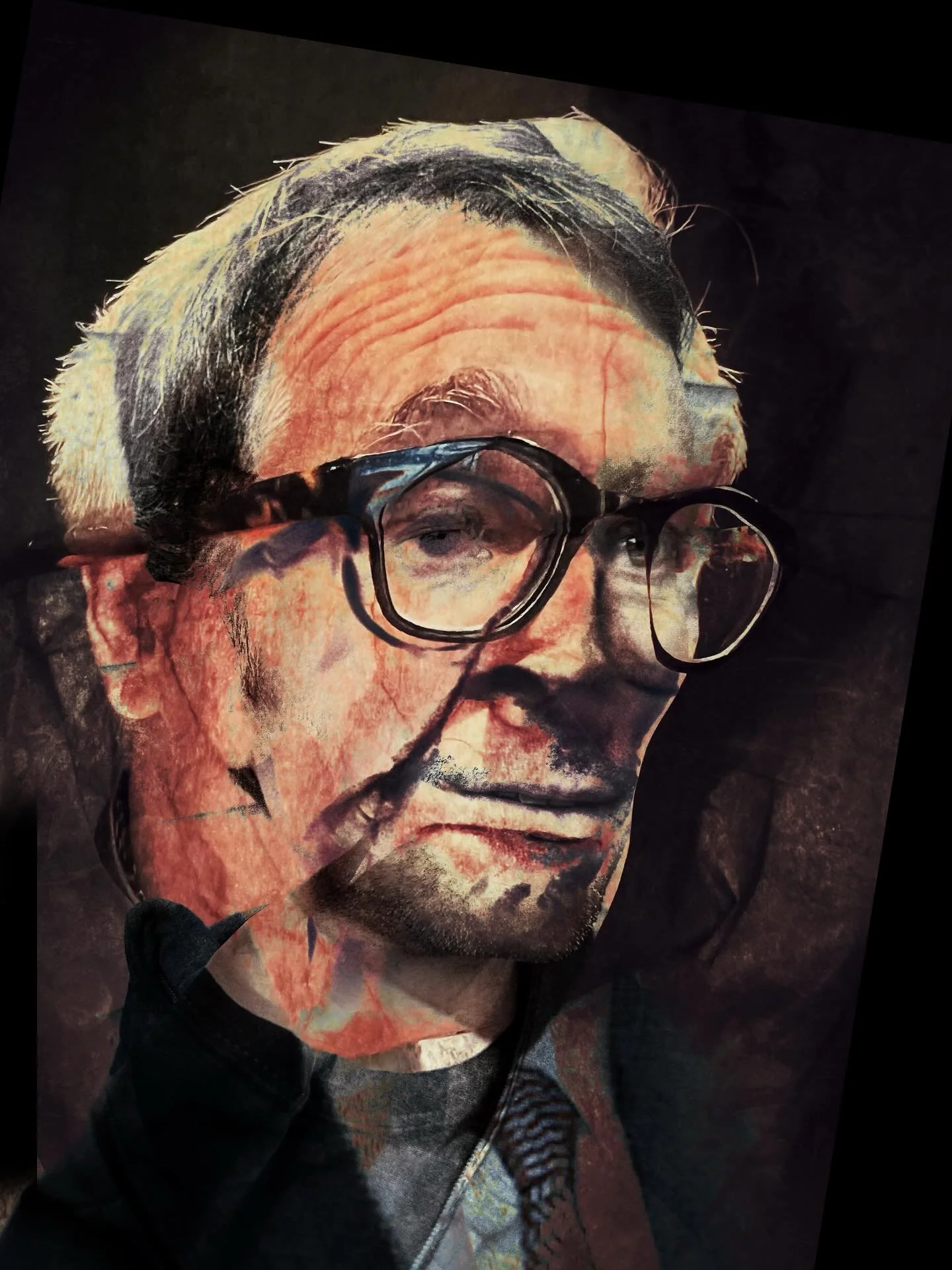 Shot in April 2025. Finished by layering scraps and textures until the portrait started arguing with itself.