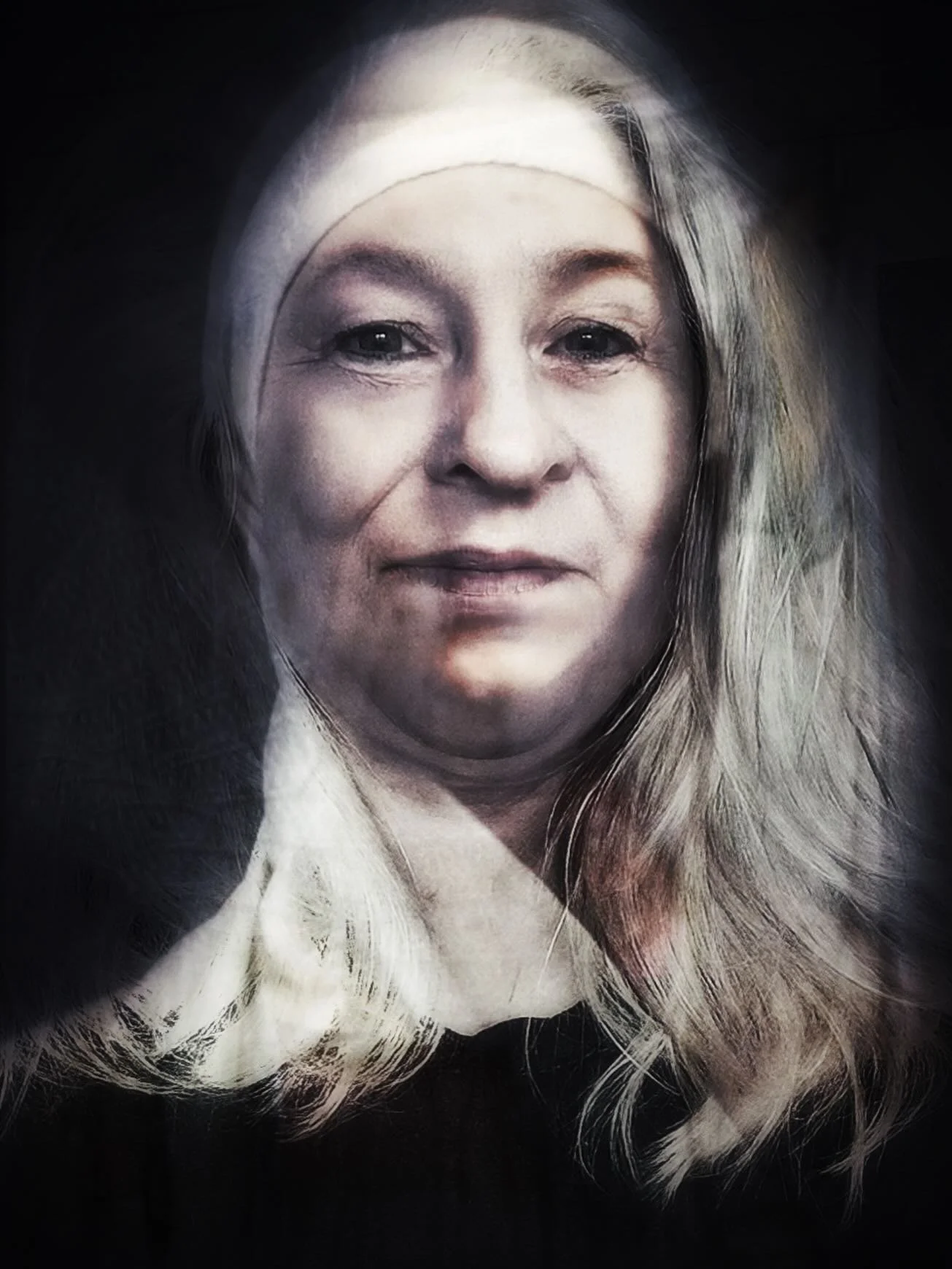 Portrait of @snowflakes_in_dk composed by hand on an iPhone. No AI.