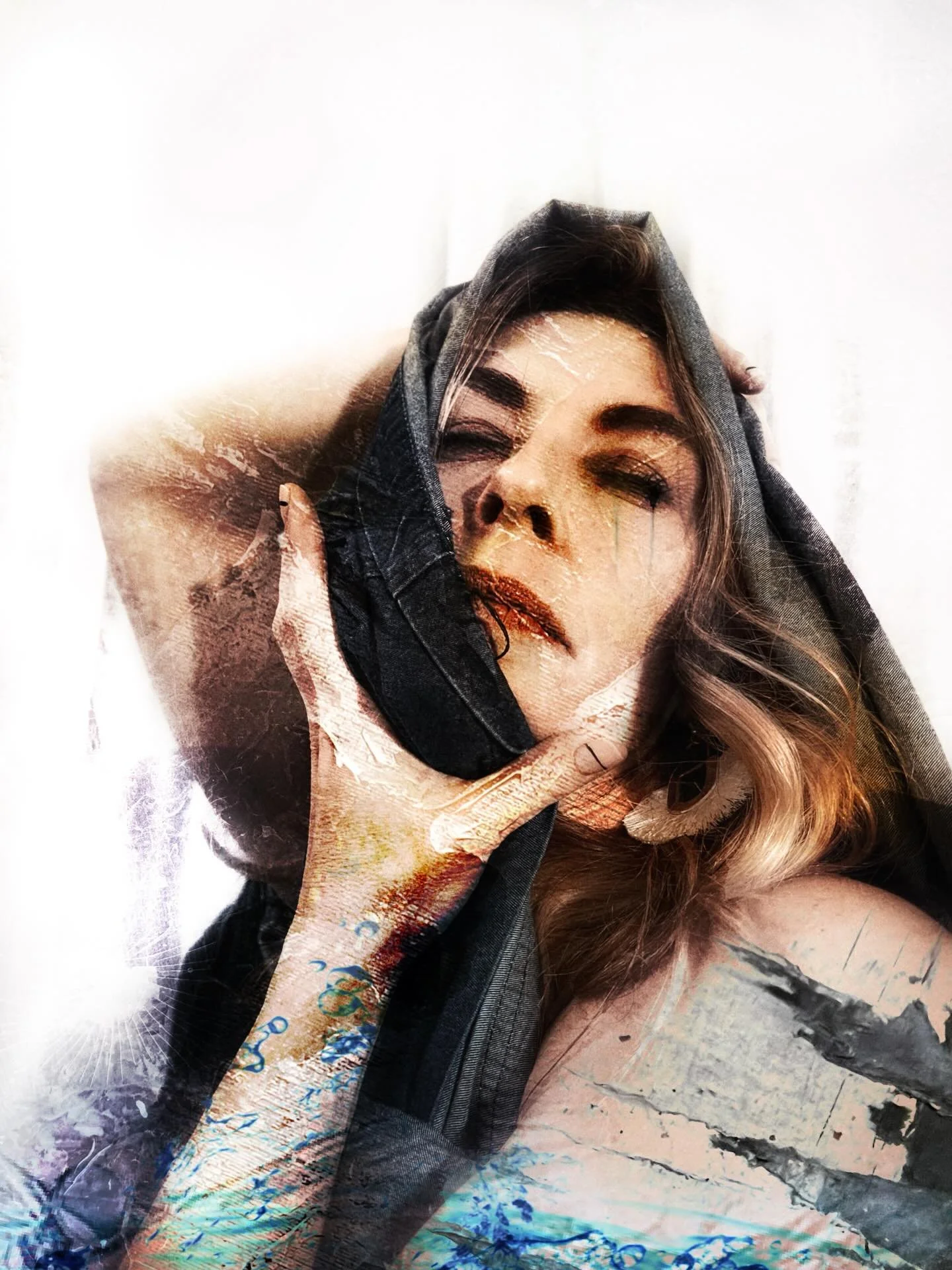 Portrait of human form in transition composed by hand on an iPhone. No AI.