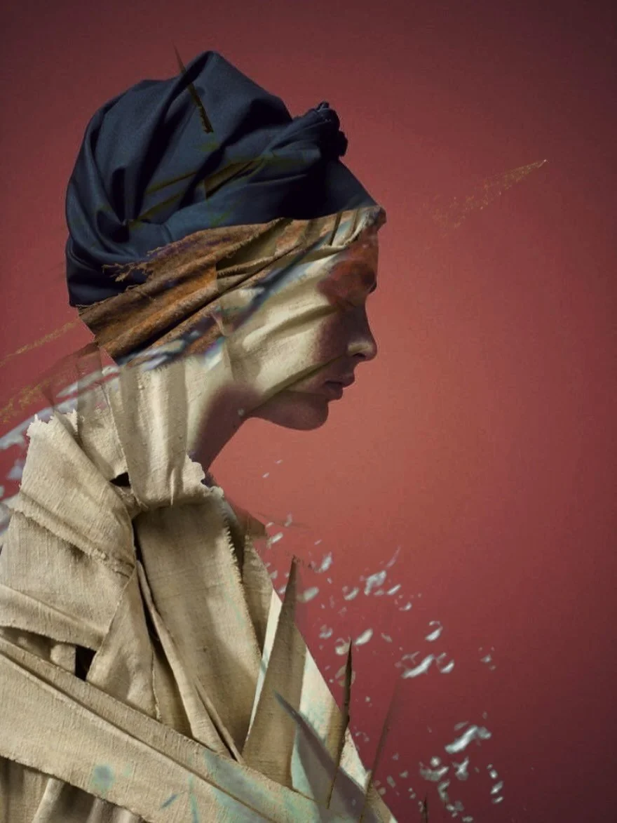Portrait of human form in transition composed by hand on an iPhone. No AI.