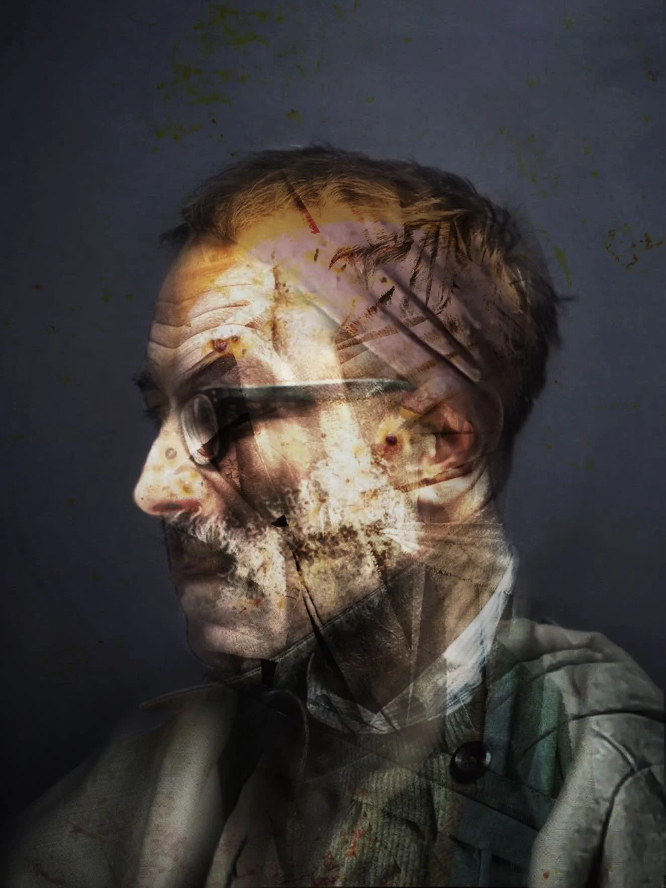 Portrait of human form in transition composed by hand on an iPhone. No AI.