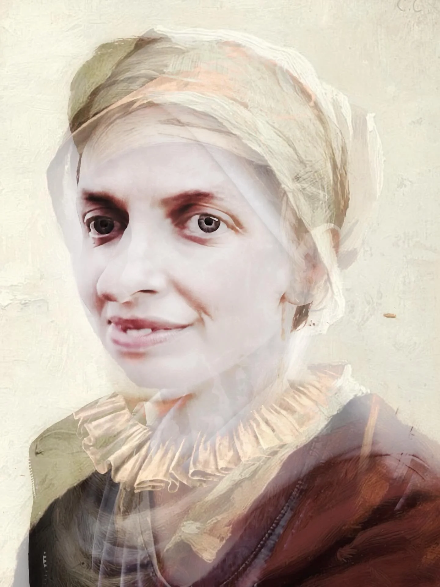 Portrait of a human form in transition composed by hand on an iPhone. No AI.