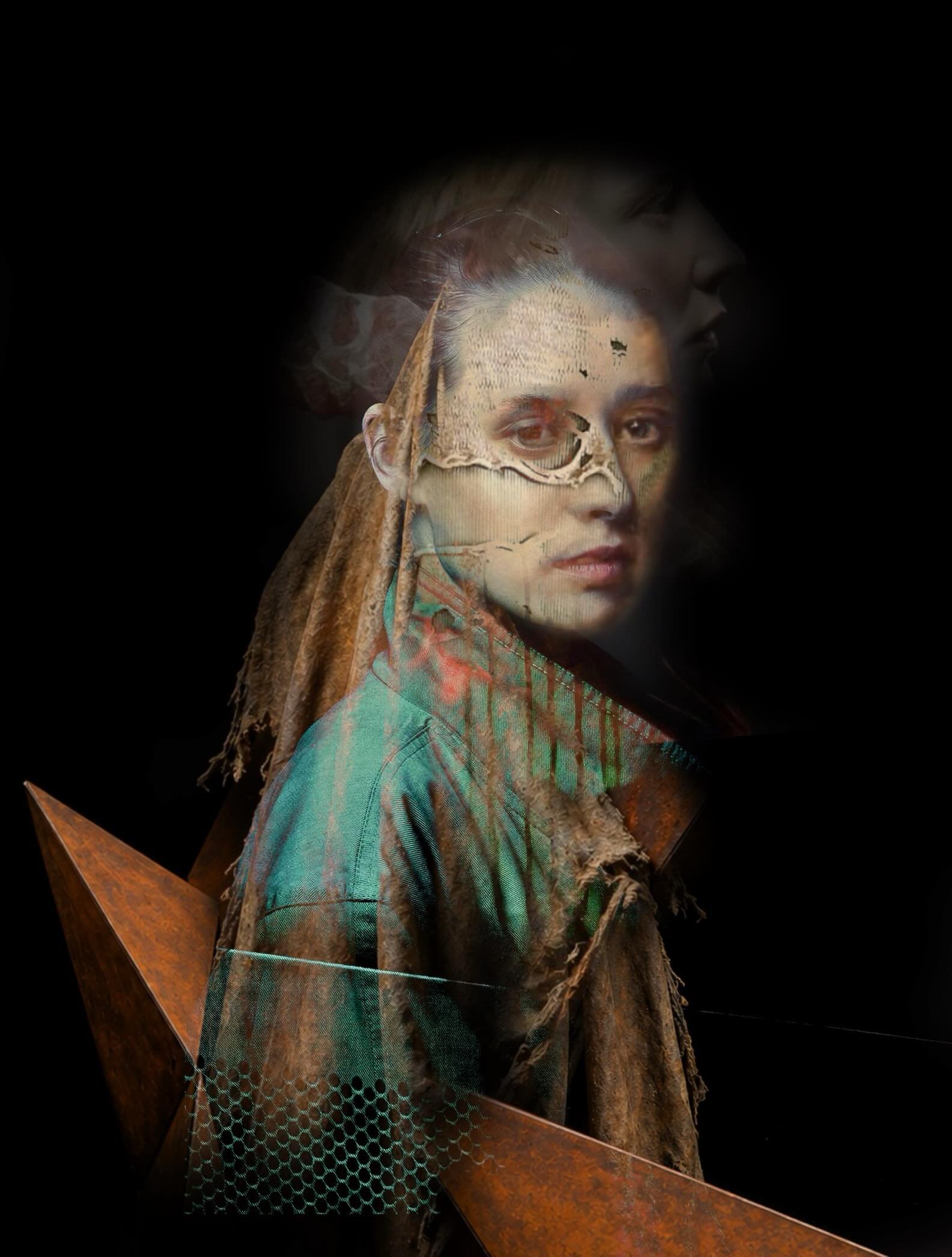 Portrait of a human form in transition composed by hand on an iPhone. No AI.