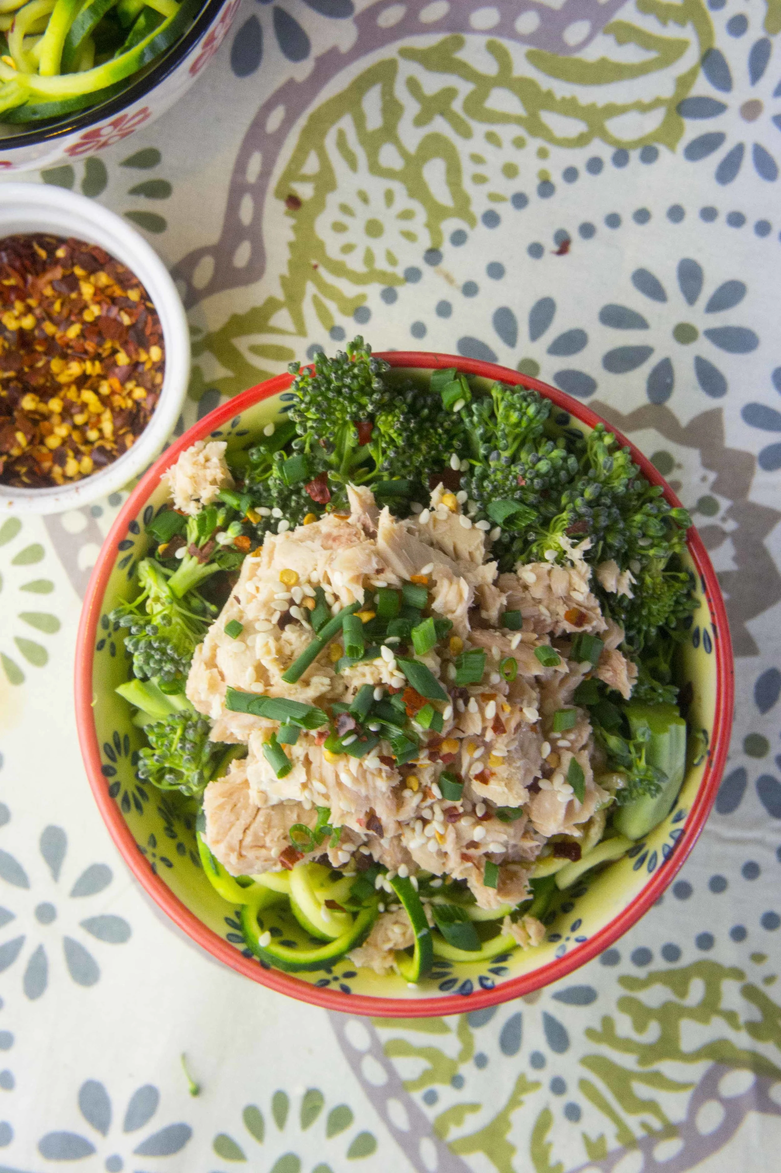 Paleo Spicy Sesame Zoodles with Salmon — Foraged Dish