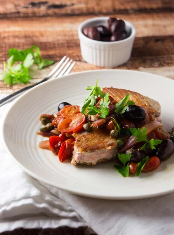 Seared Tuna With Puttanesca Sauce Foraged Dish