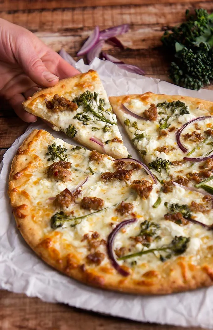 Broccolini & Sausage CauliPower Pizza — Foraged Dish