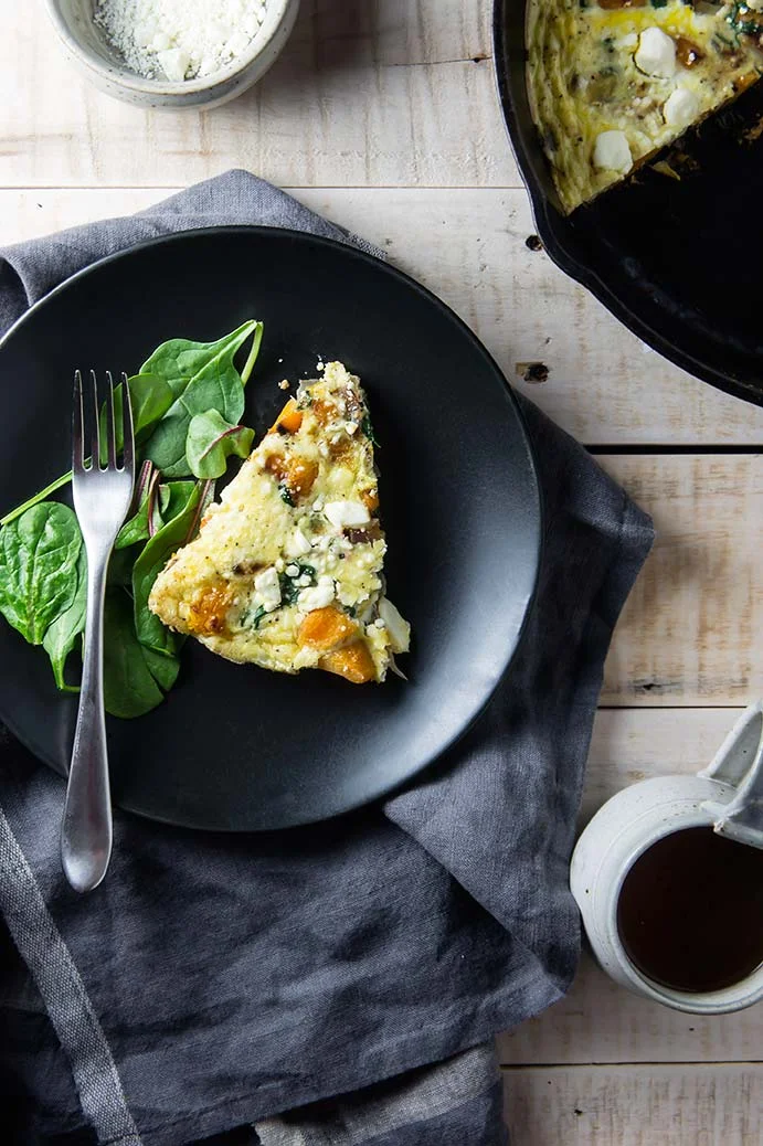 Butternut Squash, Power Greens & Red Onion Frittata — Foraged Dish