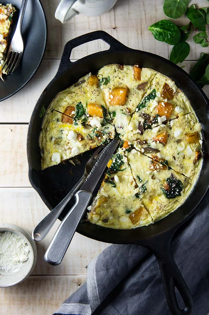 Butternut Squash, Power Greens & Red Onion Frittata — Foraged Dish