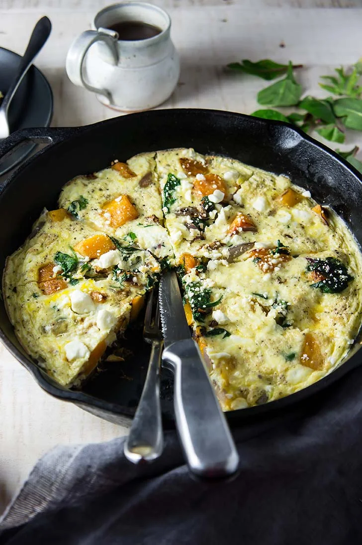 Butternut Squash, Power Greens & Red Onion Frittata — Foraged Dish