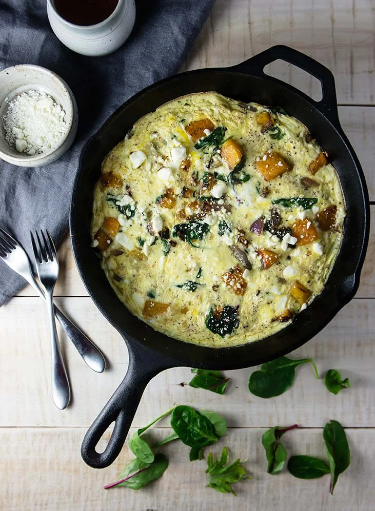 Butternut Squash, Power Greens & Red Onion Frittata — Foraged Dish