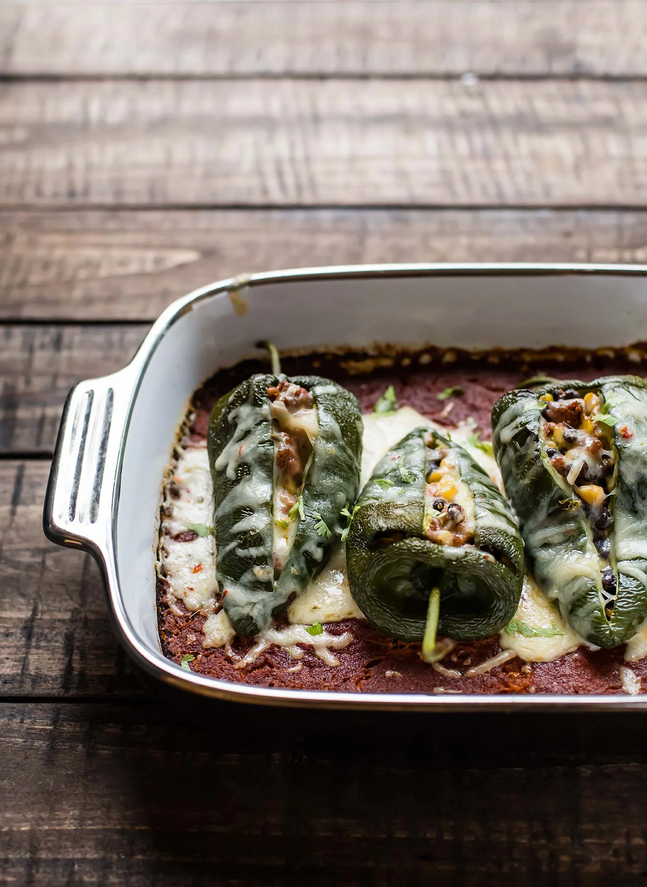 Chorizo, Black Bean + Corn Stuffed Poblano Peppers — Foraged Dish