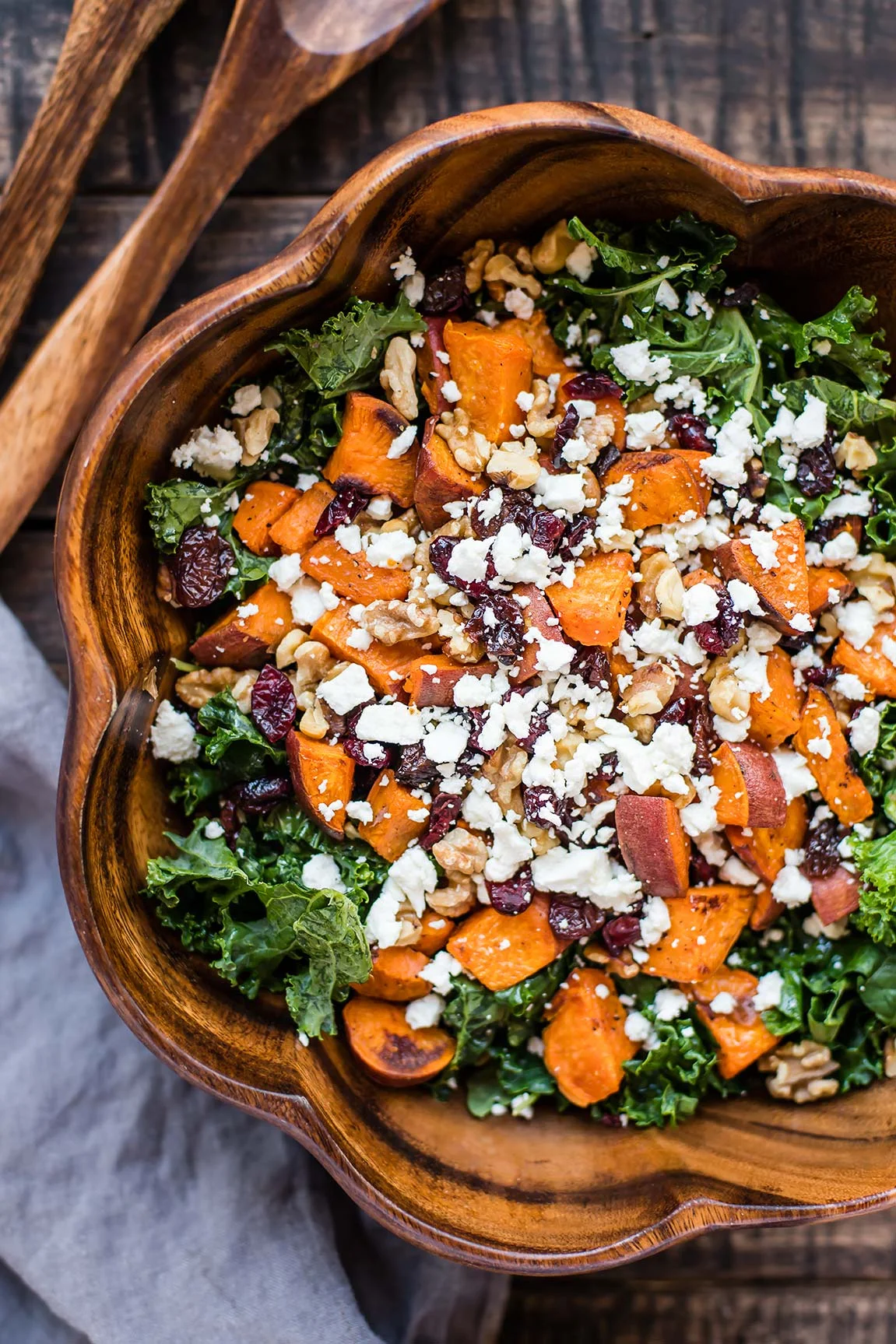 Roasted Sweet Potato Salad With Cranberries Walnuts And Goat Cheese 