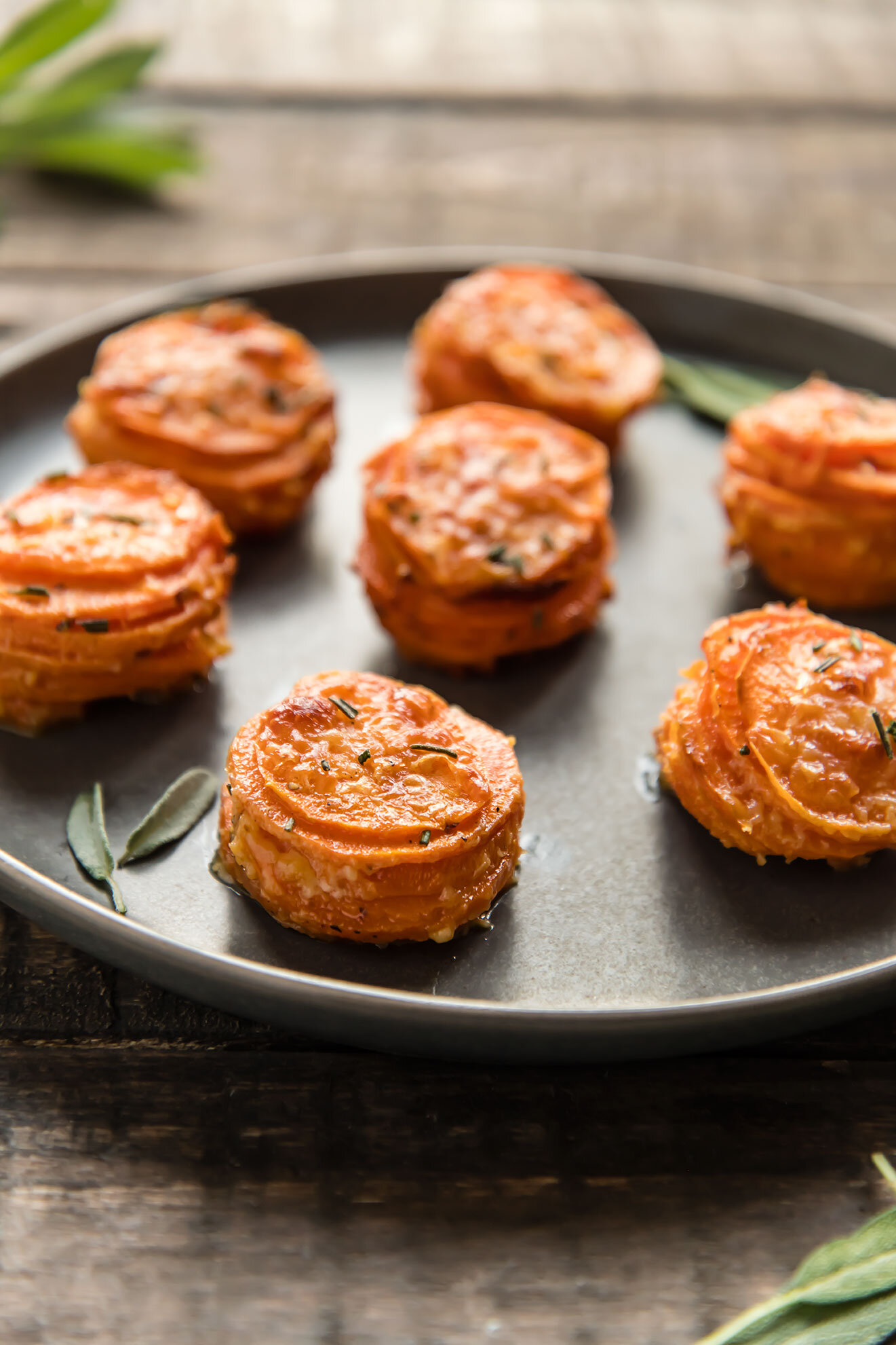 Individual Parmesan Sweet Potato Gratins — Foraged Dish