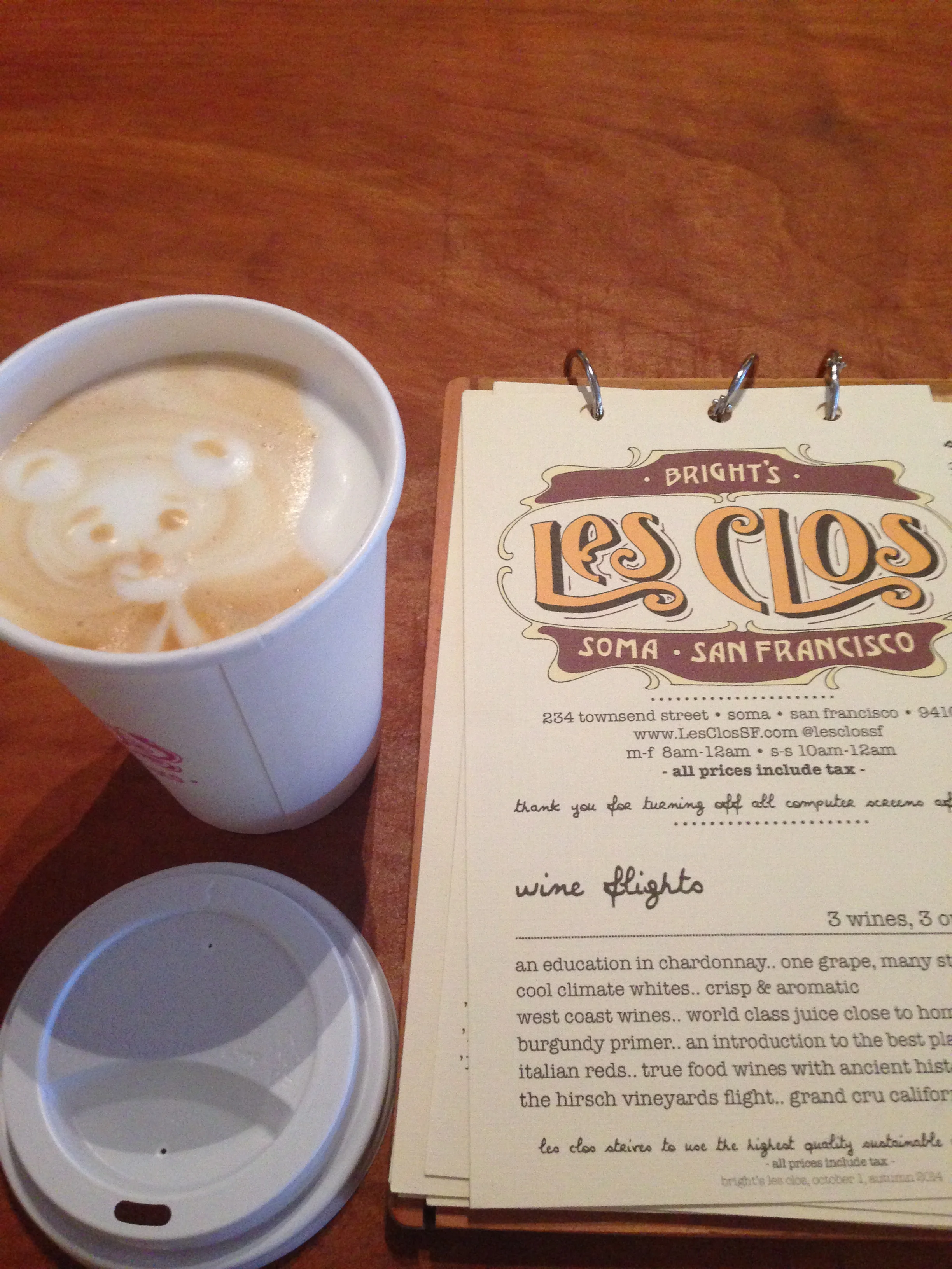 How adorable is this, the barista made the foam of my latte into a bear, a bear! That's impressive. 