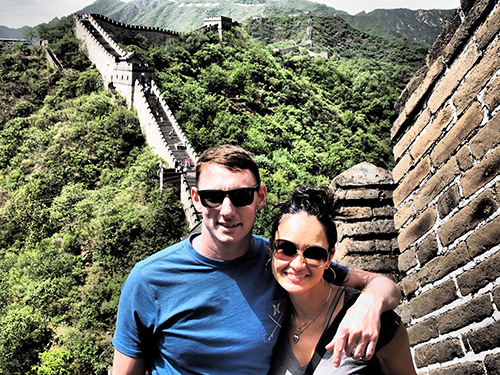 I'm American. He's British. We met in Malaysia. Had our first date in Singapore. And here we are in China. You just can't get any more international!