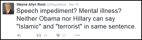 Even author and 2008 Vice presidential candidate, Wayne Root, noticed this and remarked about it in one of his Tweets after the attack on France.