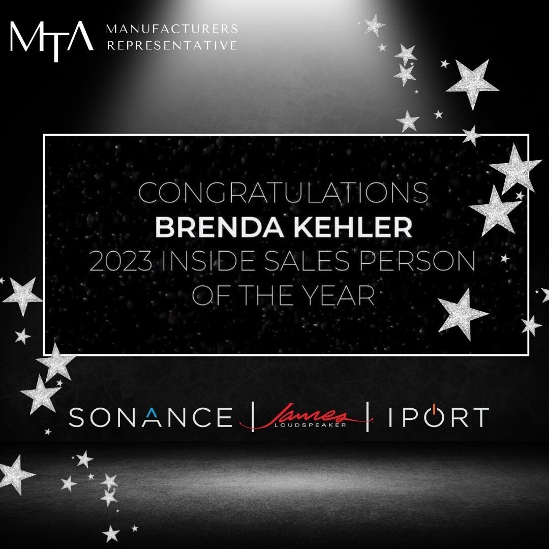 Congratulations to our own Brenda Kehler on receiving the 2023 Adam Lansing Inside Sales Rep of the Year Award from Sonance! 

@sonancebeyondsound
