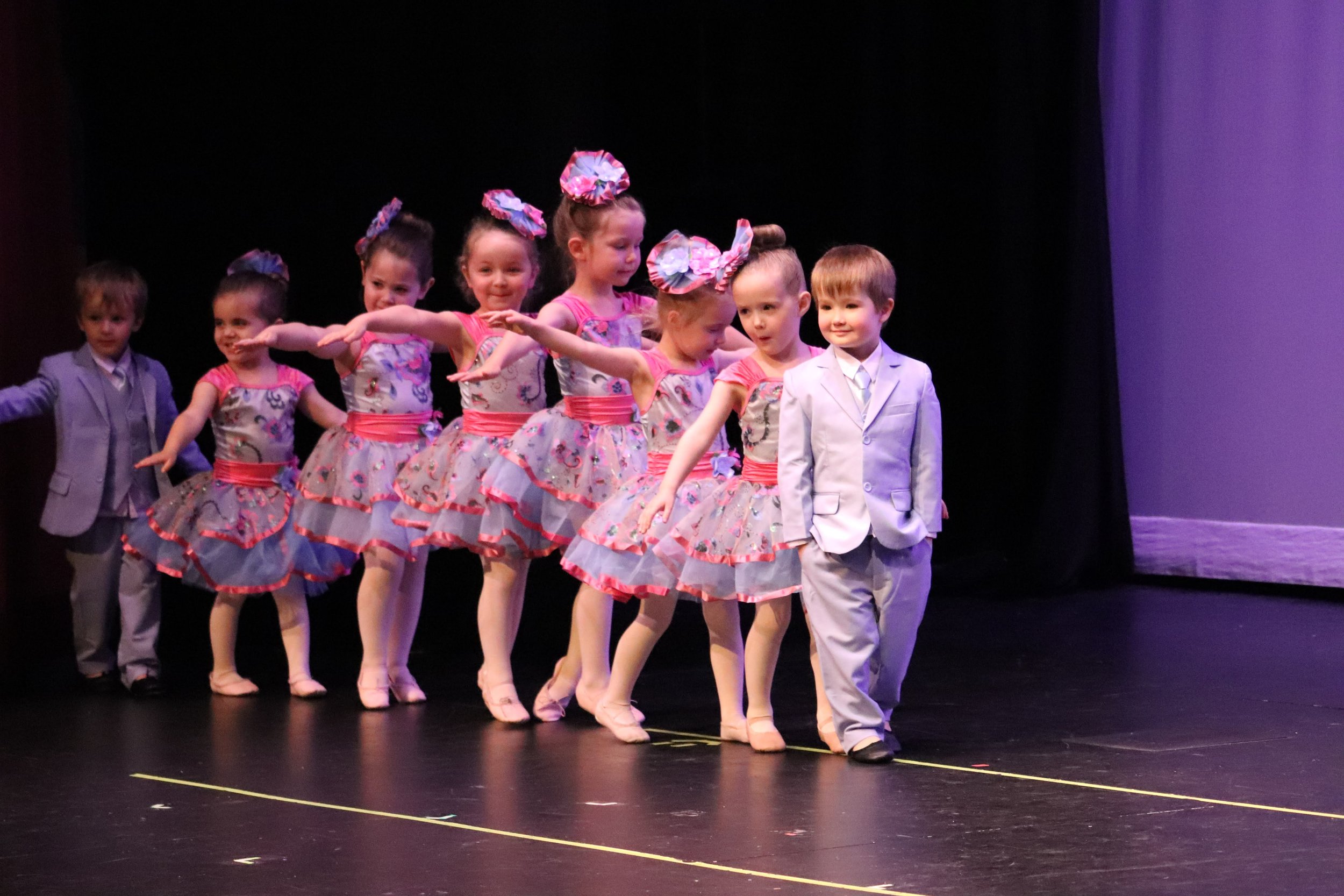 "Preschool ballet dancers performing on stage at Bedford Youth Performing Company in Bedford, NH"