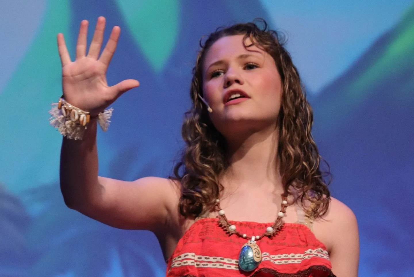 "Student playing Moana in Moana Jr at Bedford Youth Performing Company in Bedford, NH"