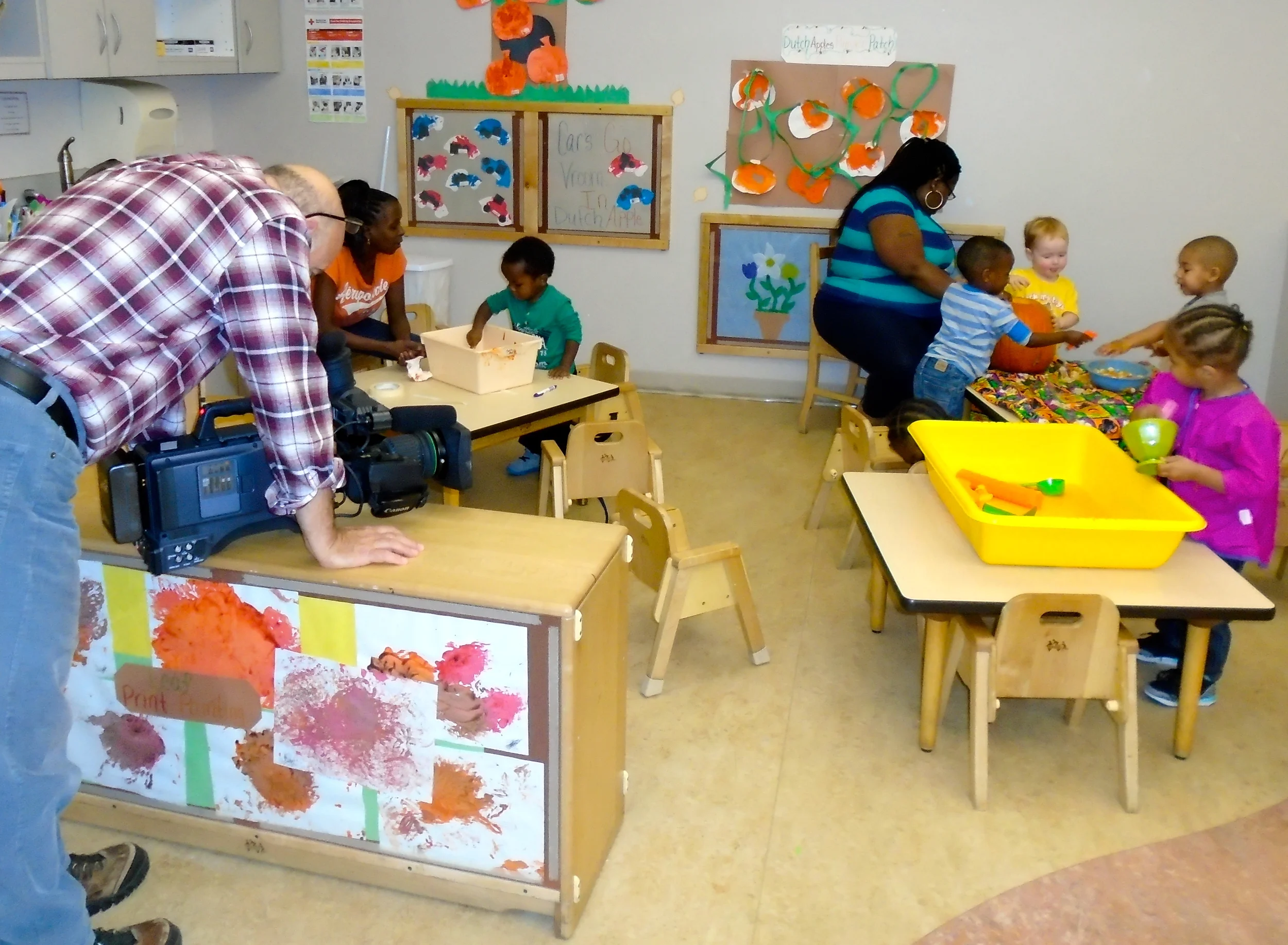 Filming us while we had morning activity time!