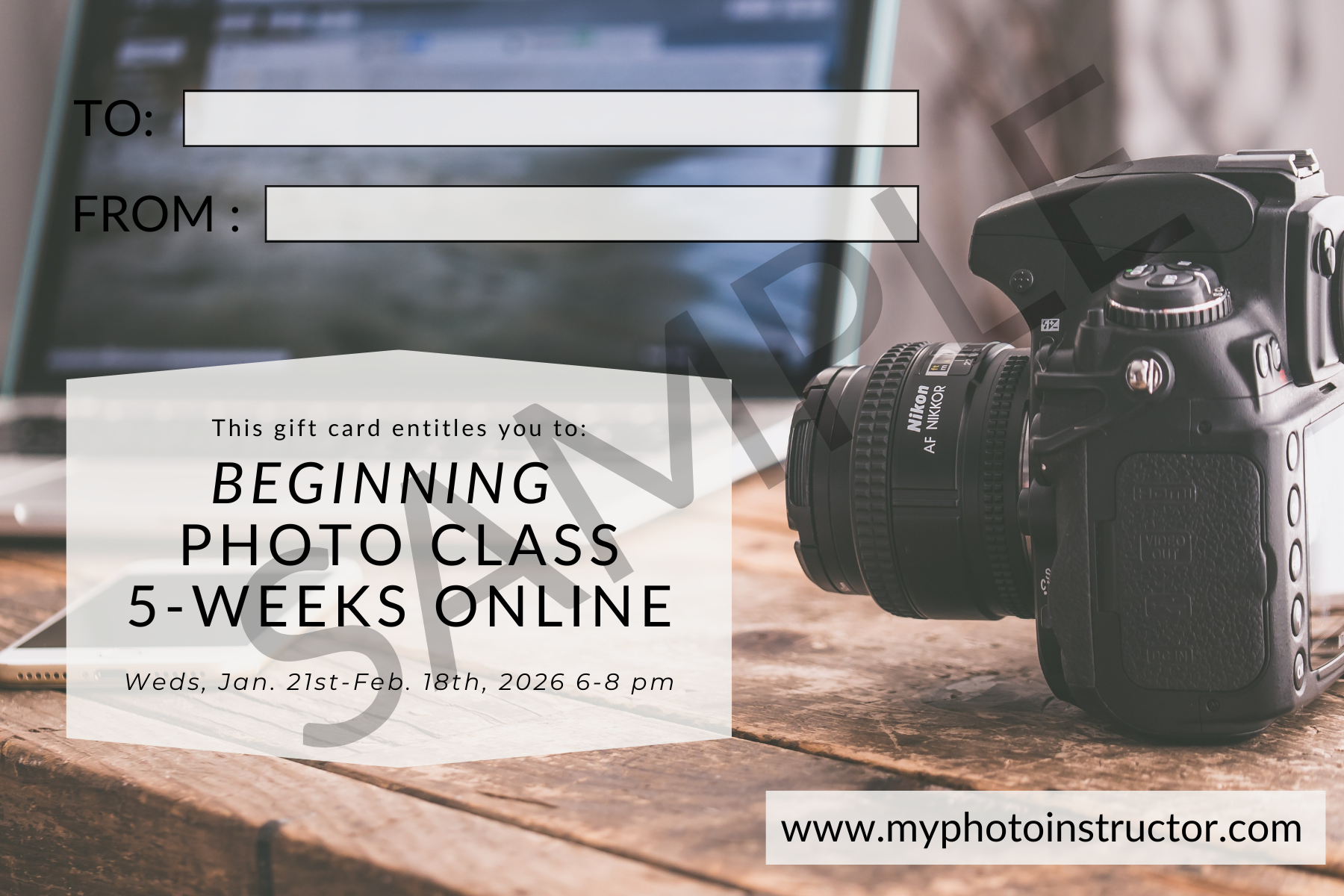 Gift Card Beginning Photo Class