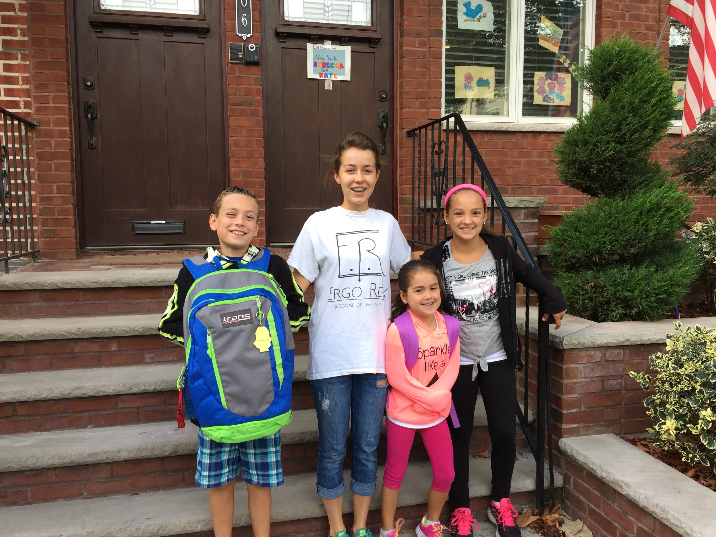 Tony (9), Ariana, (11) before school on Monday morning.