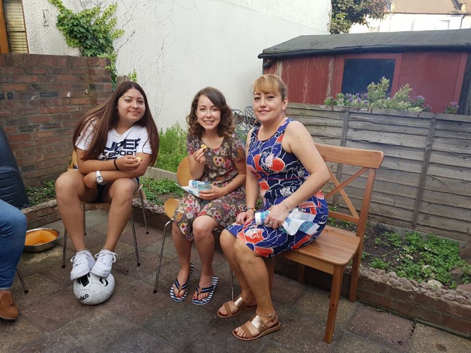 Grima and Britney at the BBQ