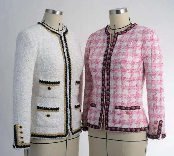 Chanel-style jackets that Susan teaches classes on how to make. Photo from her website, susankhalje.com