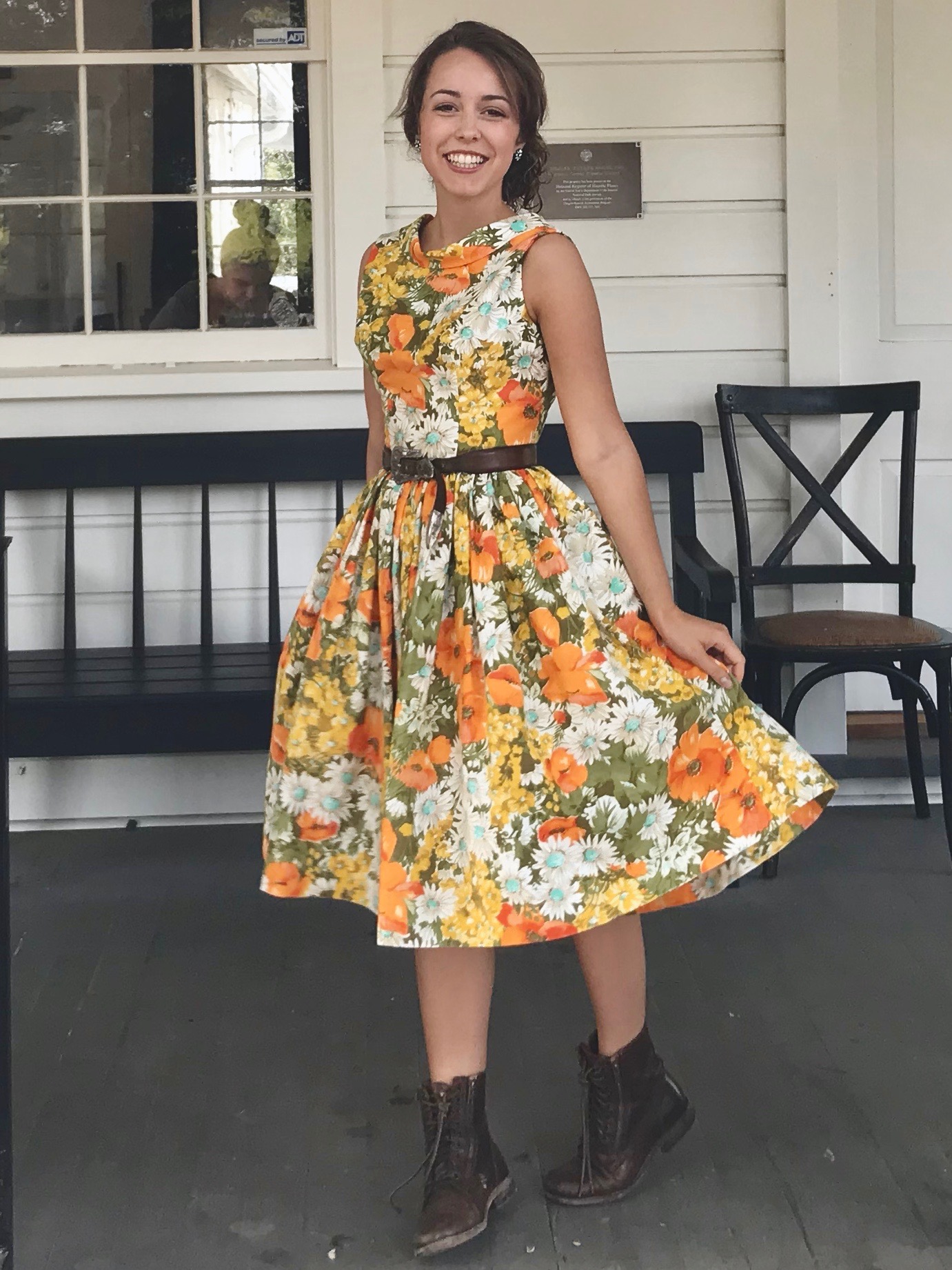 1960’s fabric (from Goodwill!) that I made into a dress to wear to a wedding