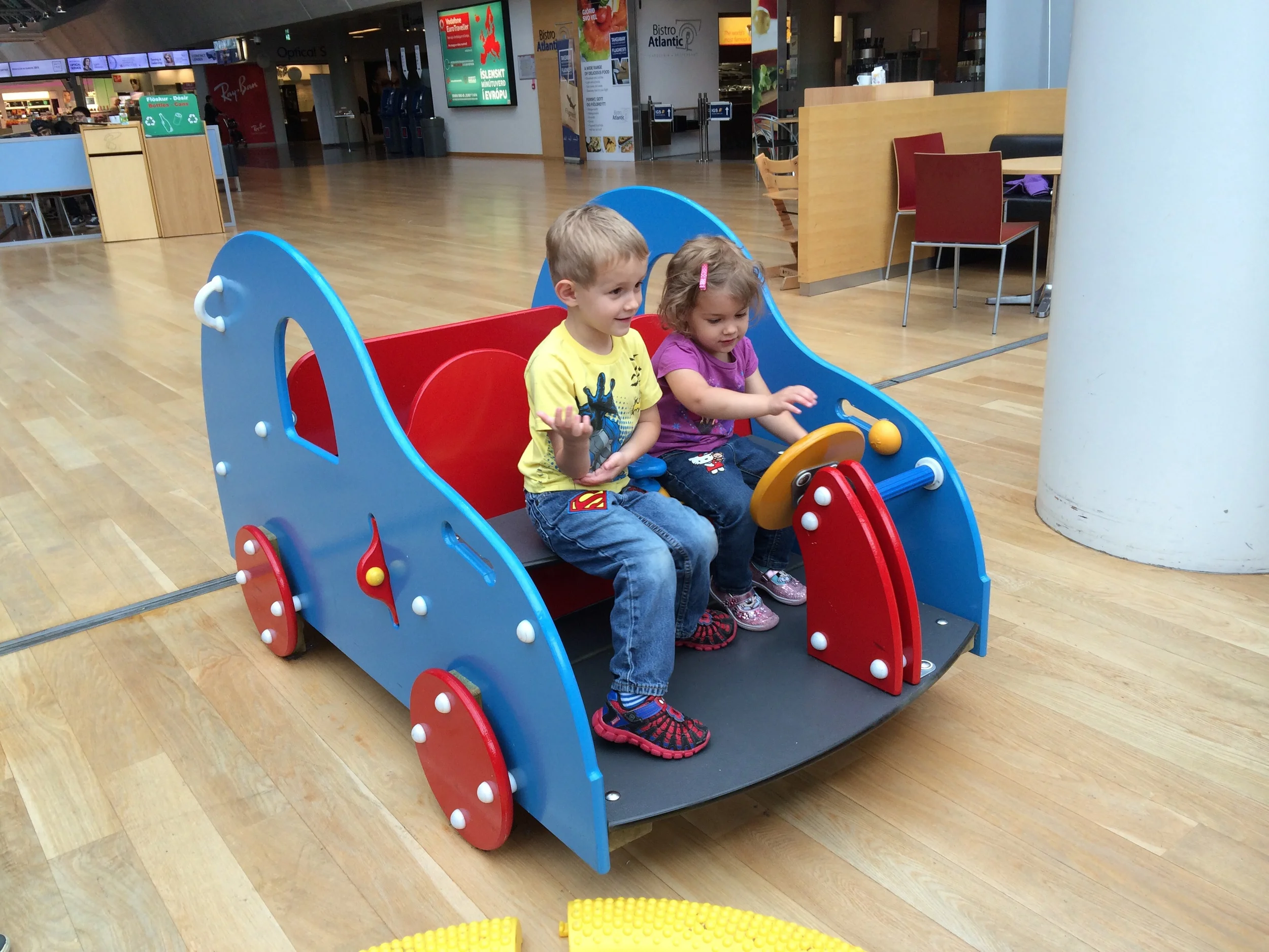 The kids played in this play area for over an hour, until a little boy started pushing Hannah and she got very upset